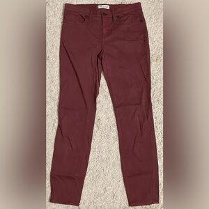 MADEWELL burgundy Red brown low rise stretchy skinny pants 29 8 medium m